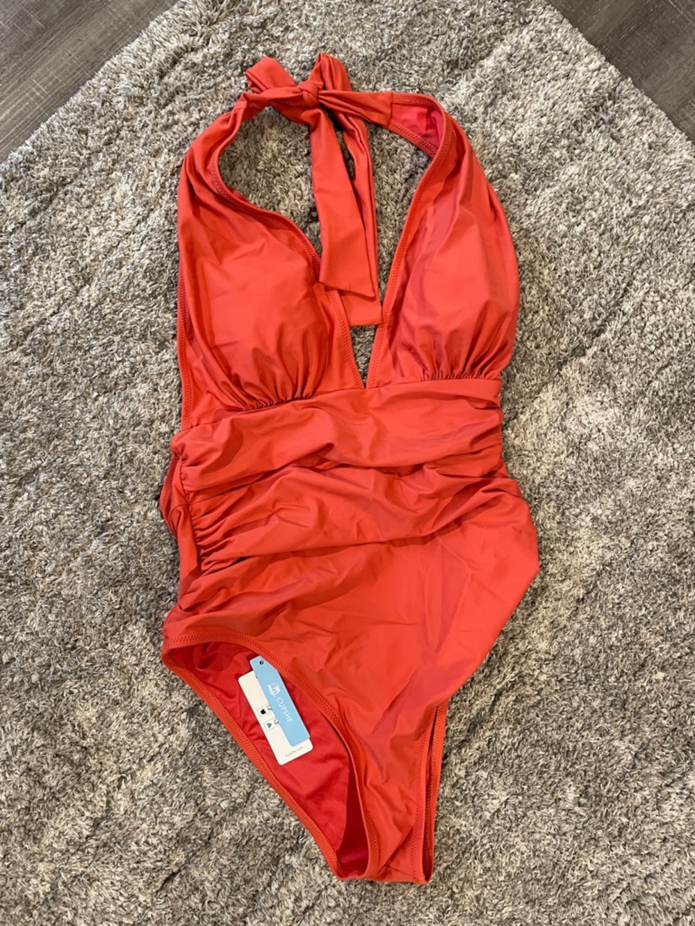 Coral Halter One-Piece Swimsuit